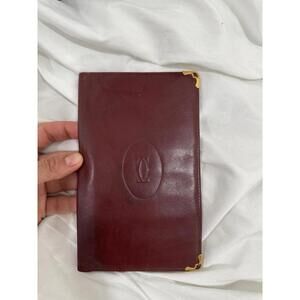 Cartier Leather Bifold Long Wallet Bordeaux Vintage